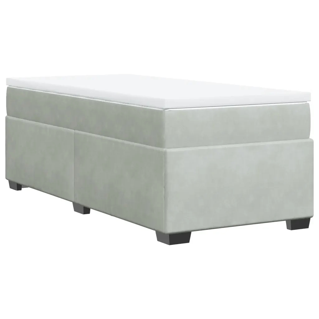 Giroletto a Molle con Materasso Grigio Chiaro 100x200cm Velluto