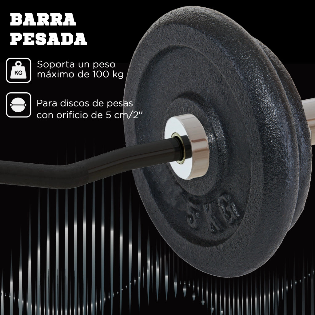 Barra Curl EZ con Presillas ¨C zephmum ¨C Nero e Argento 120 cm