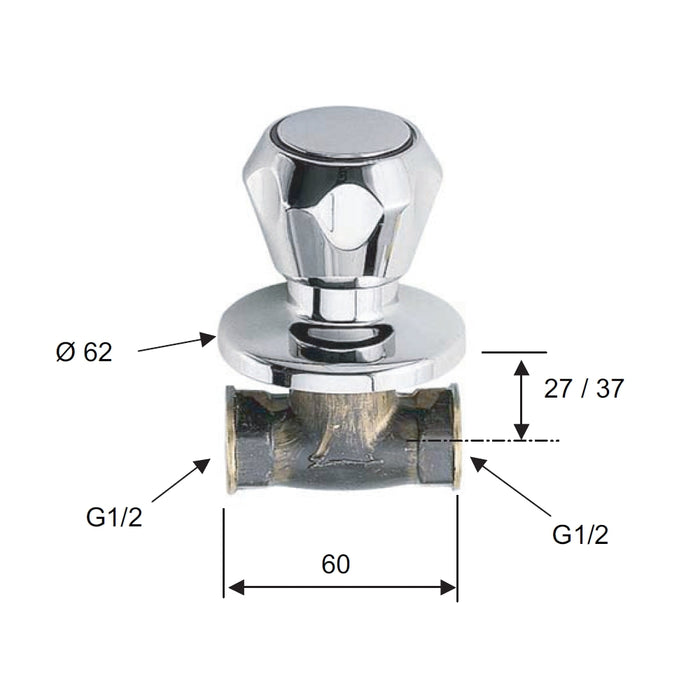 Rubinetto incasso dritto - serie 1000-2000