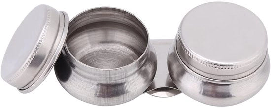 Paletbeker in acciaio inossidabile - doppio beccuccio - contenitore di olio - coperchio con clip - 9,4cm di lunghezza - 73g di peso - contenitore di vernice