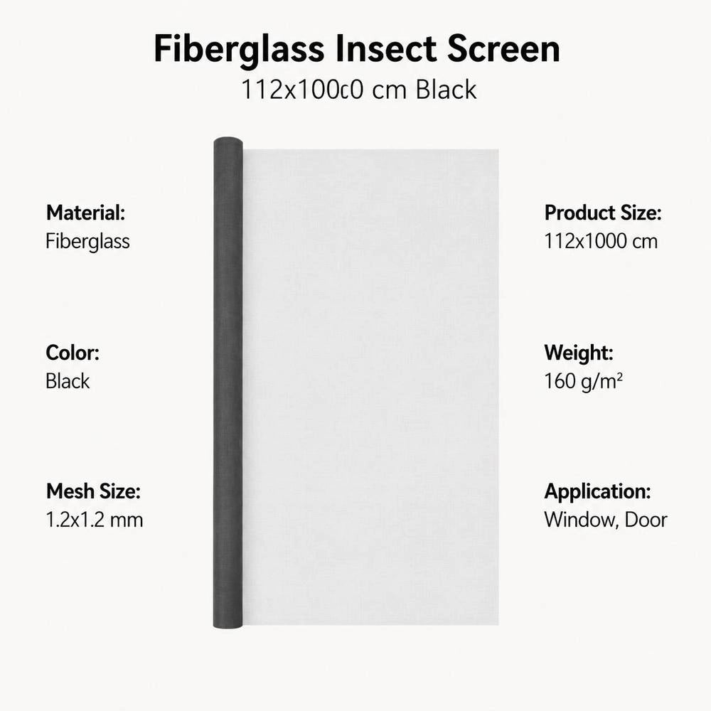 Fiberglass Fly Screen 112x1000 Cm Black