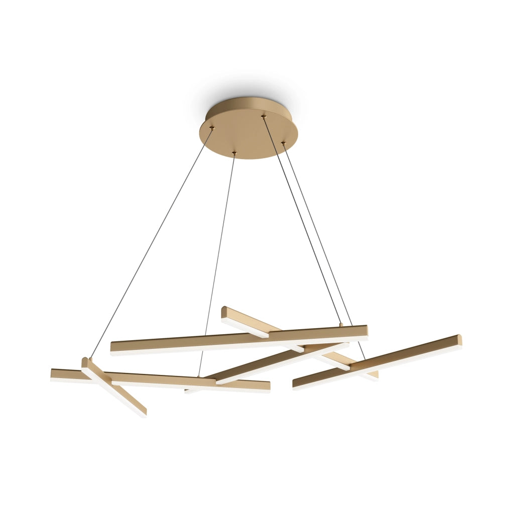 Maytoni Lampadario moderno Line 6 luci LED integrato oro metallo acrilico