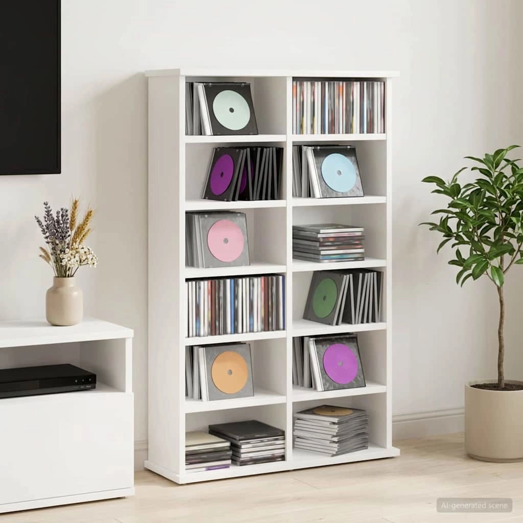 Mobile per CD Bianco 60 x 17 x 92 cm Legno ingegnerizzato 8012730