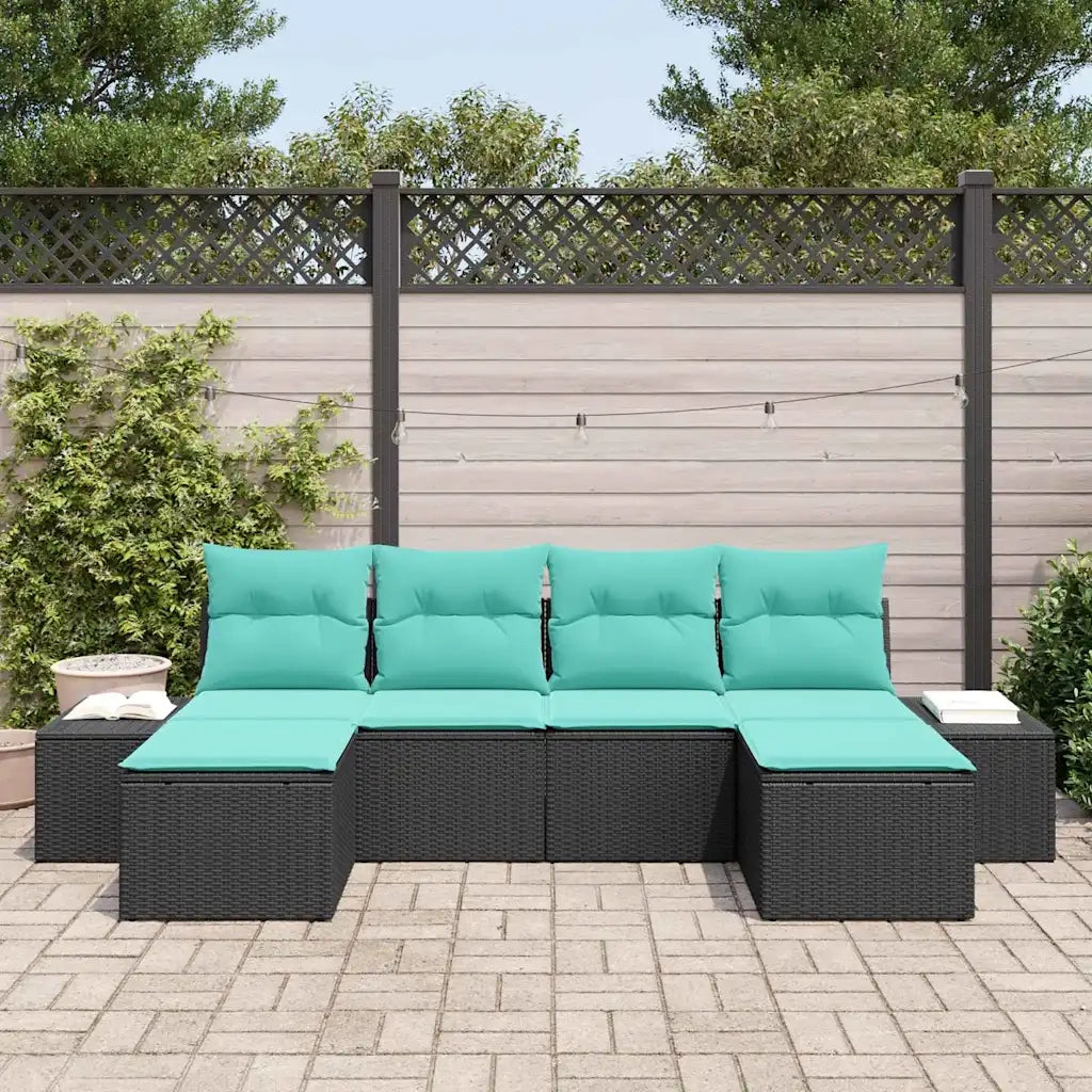 Set Divano da Giardino 6 pz Nero polyrattan 3347176