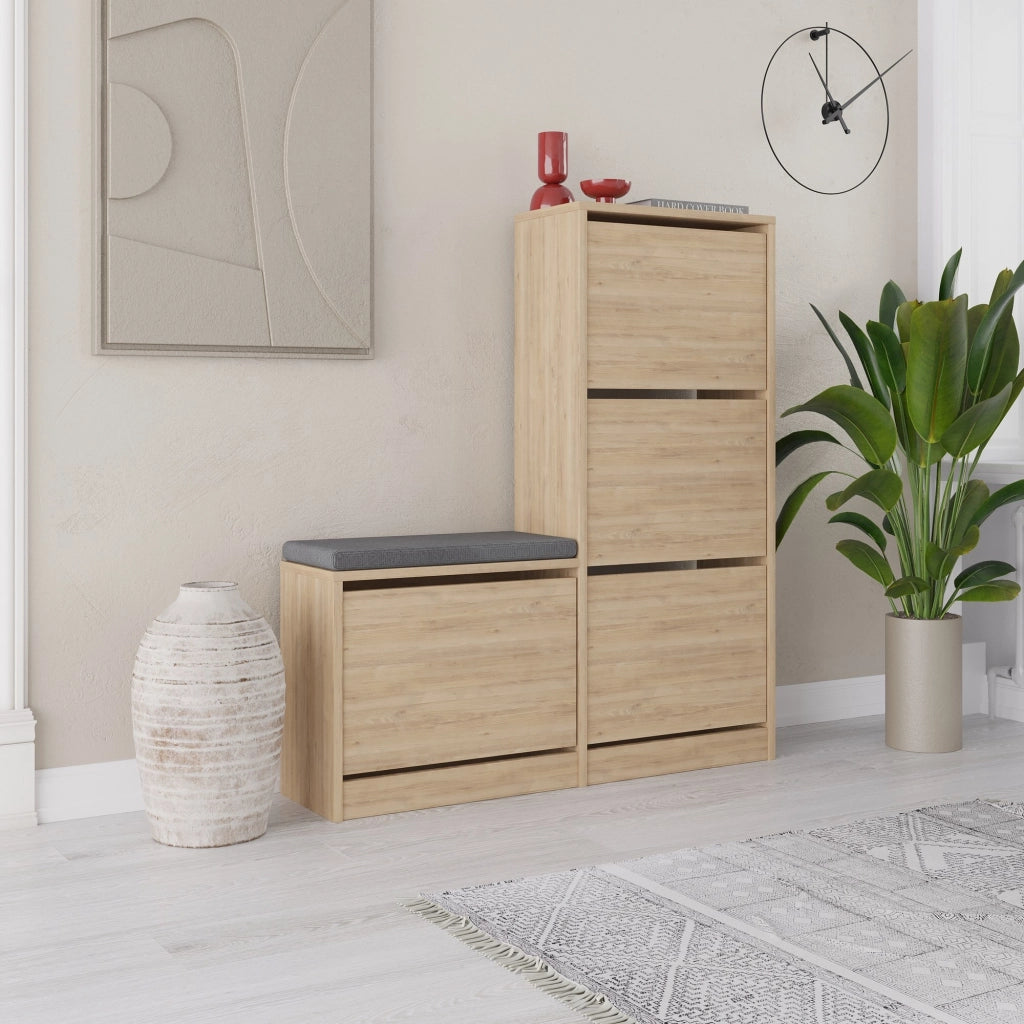 Scarpiera in legno "Dude" - 105 x 26 x 118 cm - Marrone