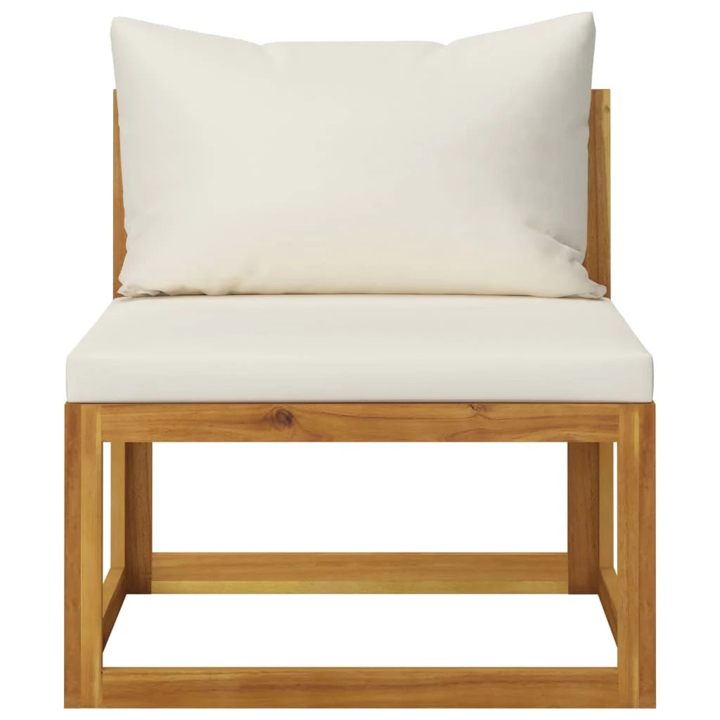 Mobili da giardino mobili da esterno Set di mobili da 8 pezzi con cuscino color crema in legno massello di acacia 02_0017458