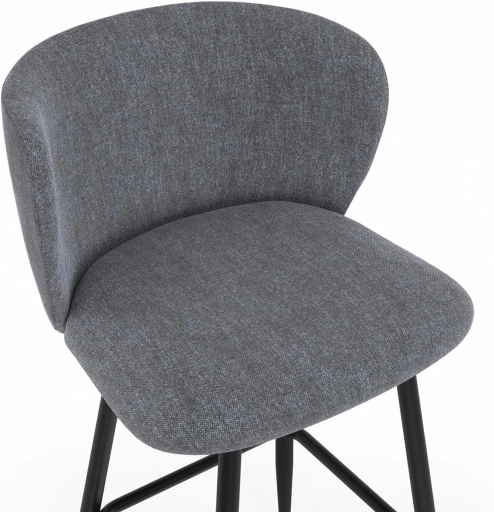 Set di 4 sgabelli da bar OMBLINE con seduta in tessuto grigio scuro e gambe in metallo nero