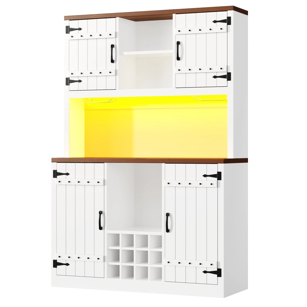 Dispensa da cucina con 2 ante; vani aperti; ripiani regolabili e LED RGB - MDF - 120x40x180 cm