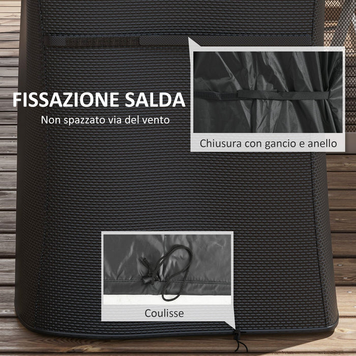 Copertura Barbecue Rettangolare 124x61x91 cm in Tessuto Oxford con Cinghia e Chiusure Nero