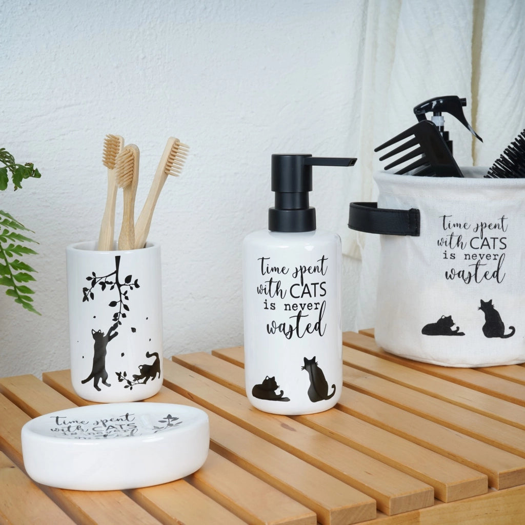 Porta spazzolini da appoggio Bianco in Ceramica Mod. Cats