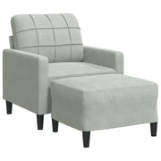 Poltrona | Sedia Relax con Poggiapiedi Grigio Chiaro 60 cm in Velluto