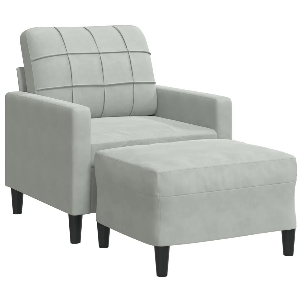 Poltrona | Sedia Relax con Poggiapiedi Grigio Chiaro 60 cm in Velluto