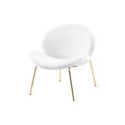 Set 2 Poltrone Lounge Jaden in Boucle' Bianco e Gambe Oro