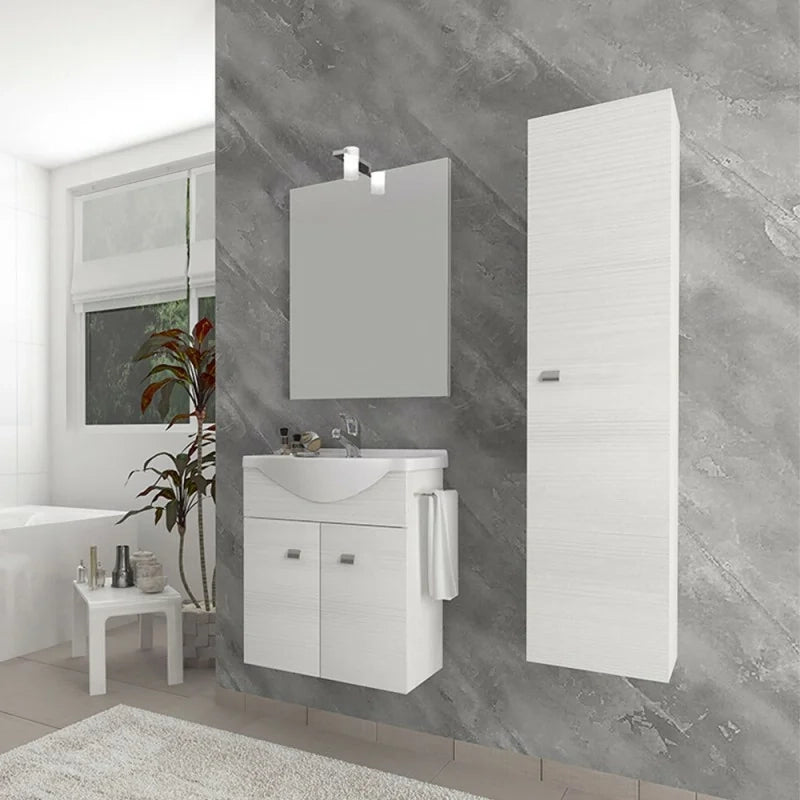 Colonna bagno sospesa 136h cm rovere ghiaccio anta reversibile
