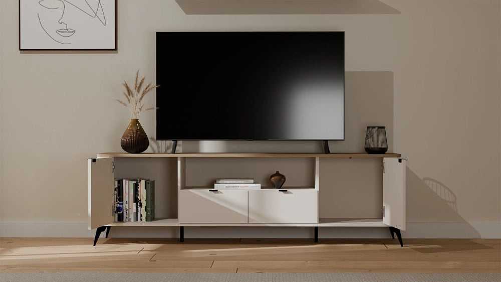 Mobile TV CORDOBA 2s2s cashmere beige rovere CASTELLO mobile sotto TV 2 cassetti