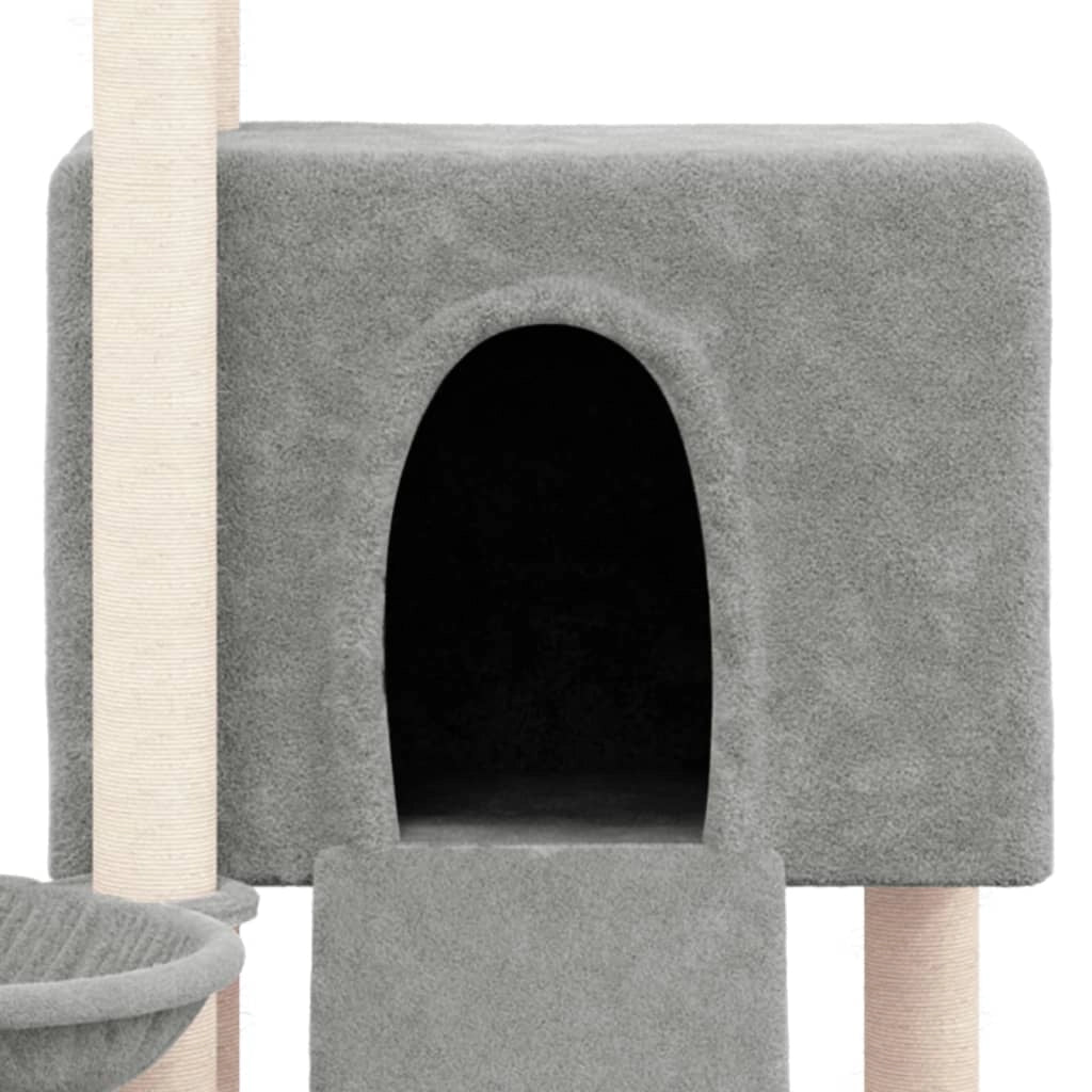 Tiragraffi per gatti torre per arrampicata giocattolo piattaforma per arrampicata con tiragraffi in sisal leggero 96 cm grigio 02_0022631
