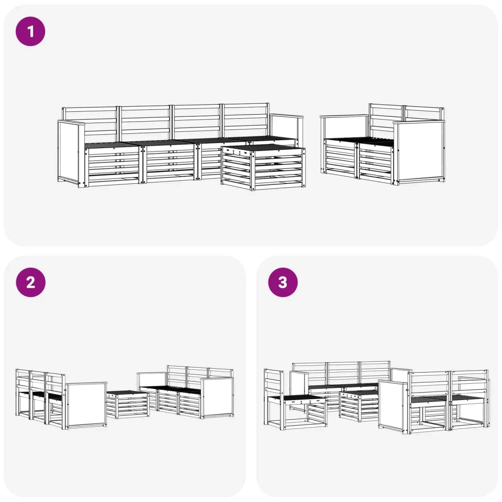 Set di divani da esterno 7 pz Naturale Legno di Acacia Massello 3384050