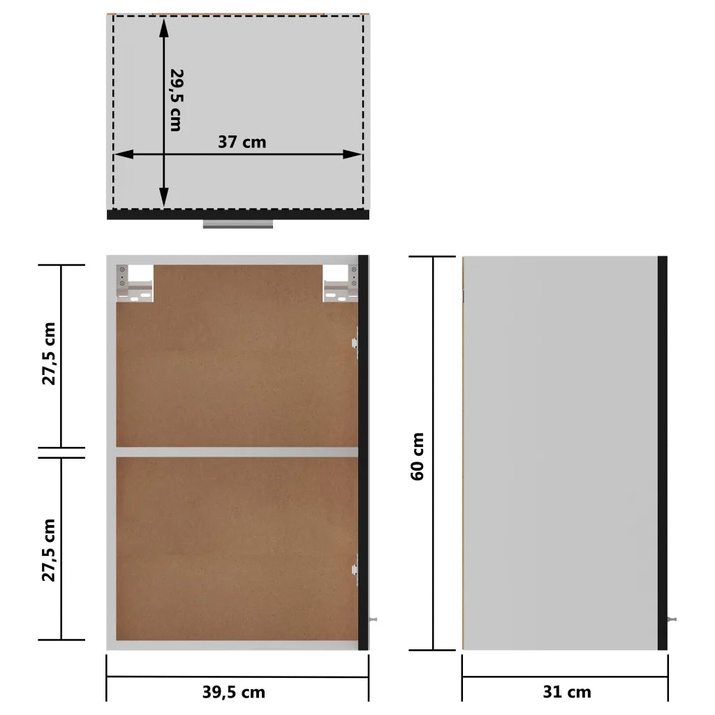 Mobile Pensile “Lyon” Nero 39,5x31x60 cm in Legno Multistrato 801253