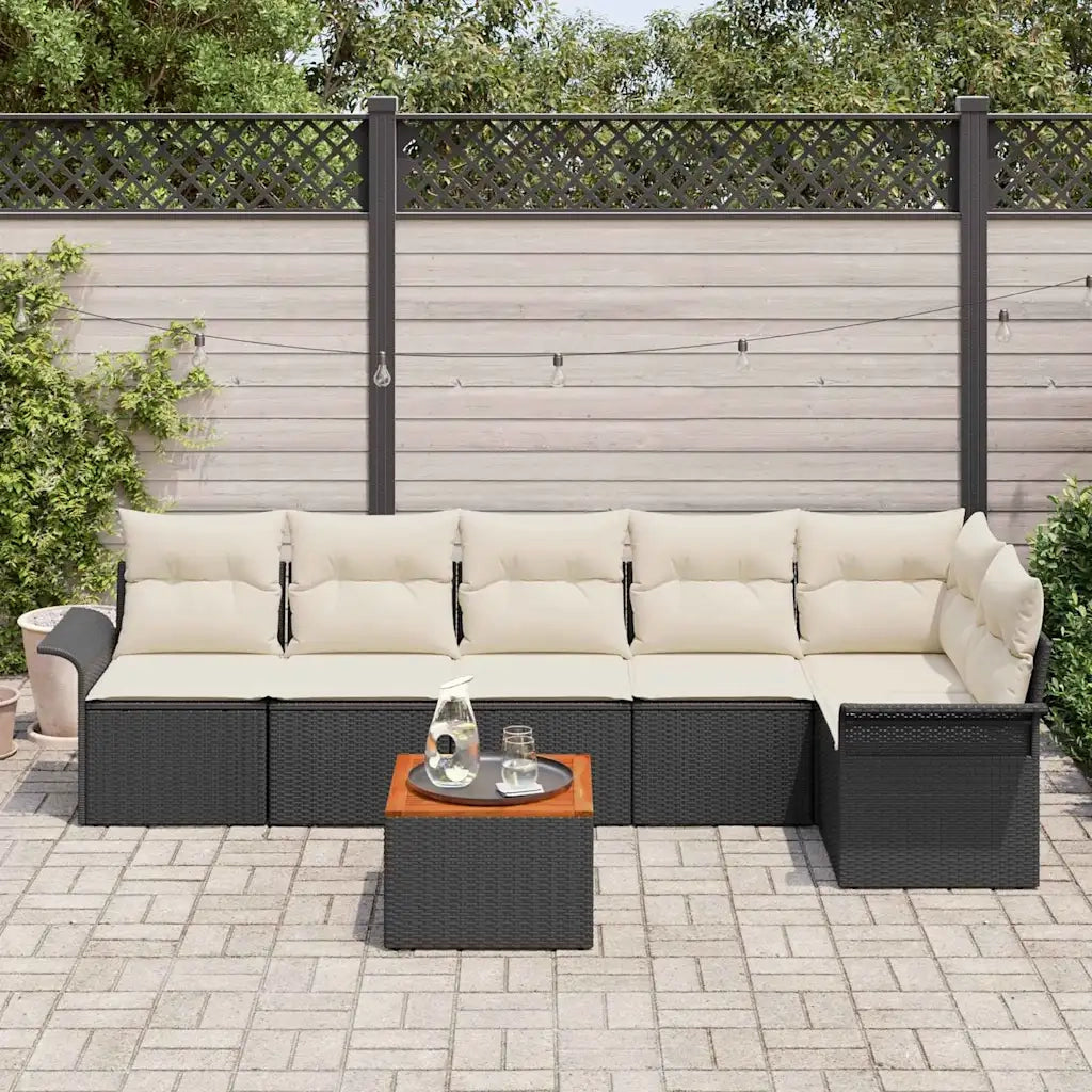 Set Divano da Giardino con cuscino 7 pcs Nero polyrattan 3347334