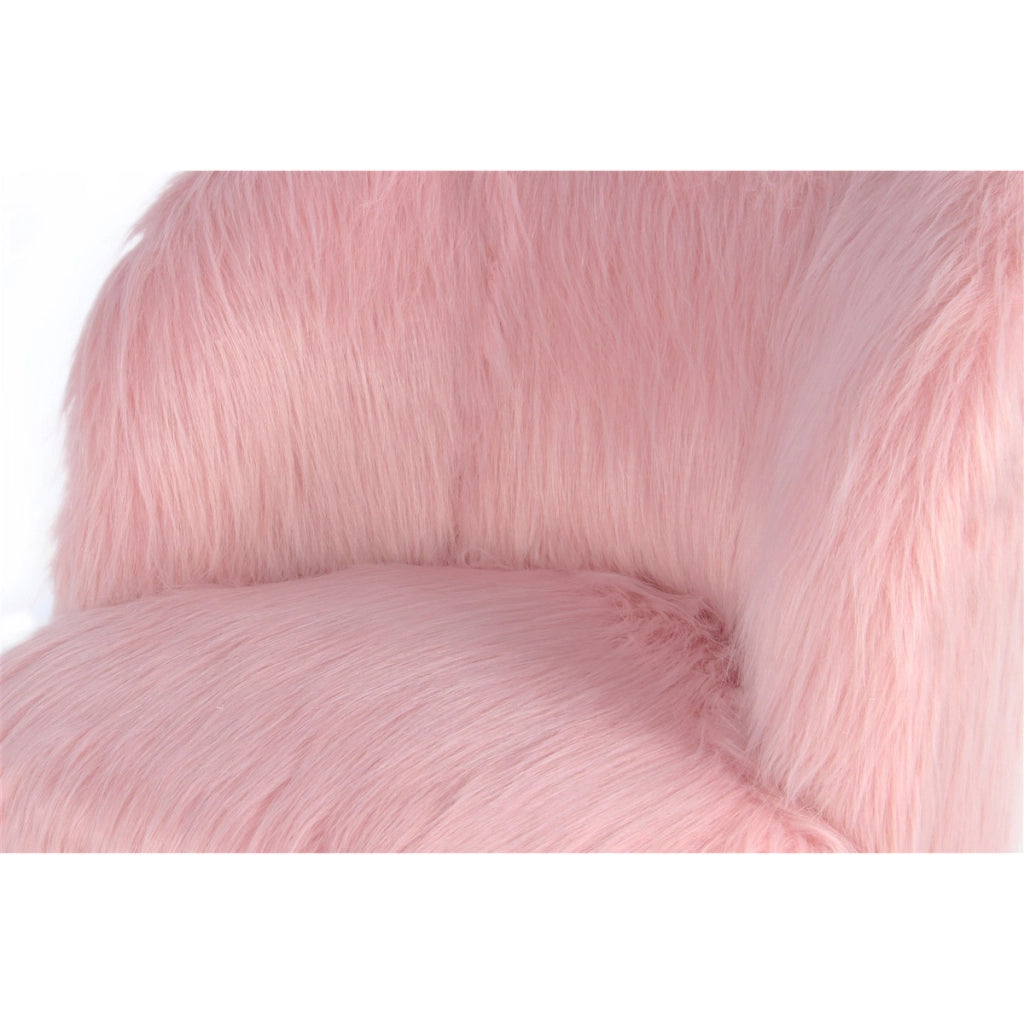 Poltroncina per bambini Nanny in ecopelliccia rosa pastello