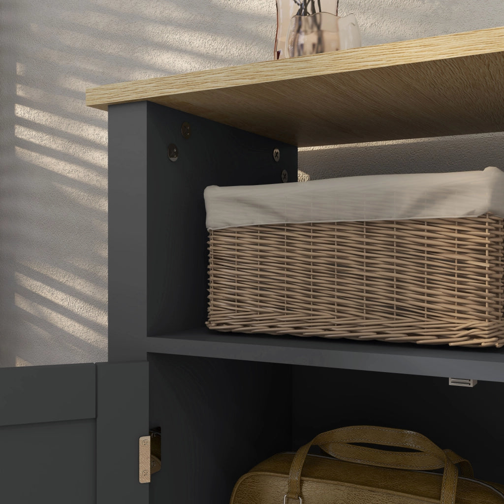 Mobiletto Bagno a 3 Ripiani Regolabili con Ripiano Interno ¨C zephmum ¨C 60x30x80.5 cm