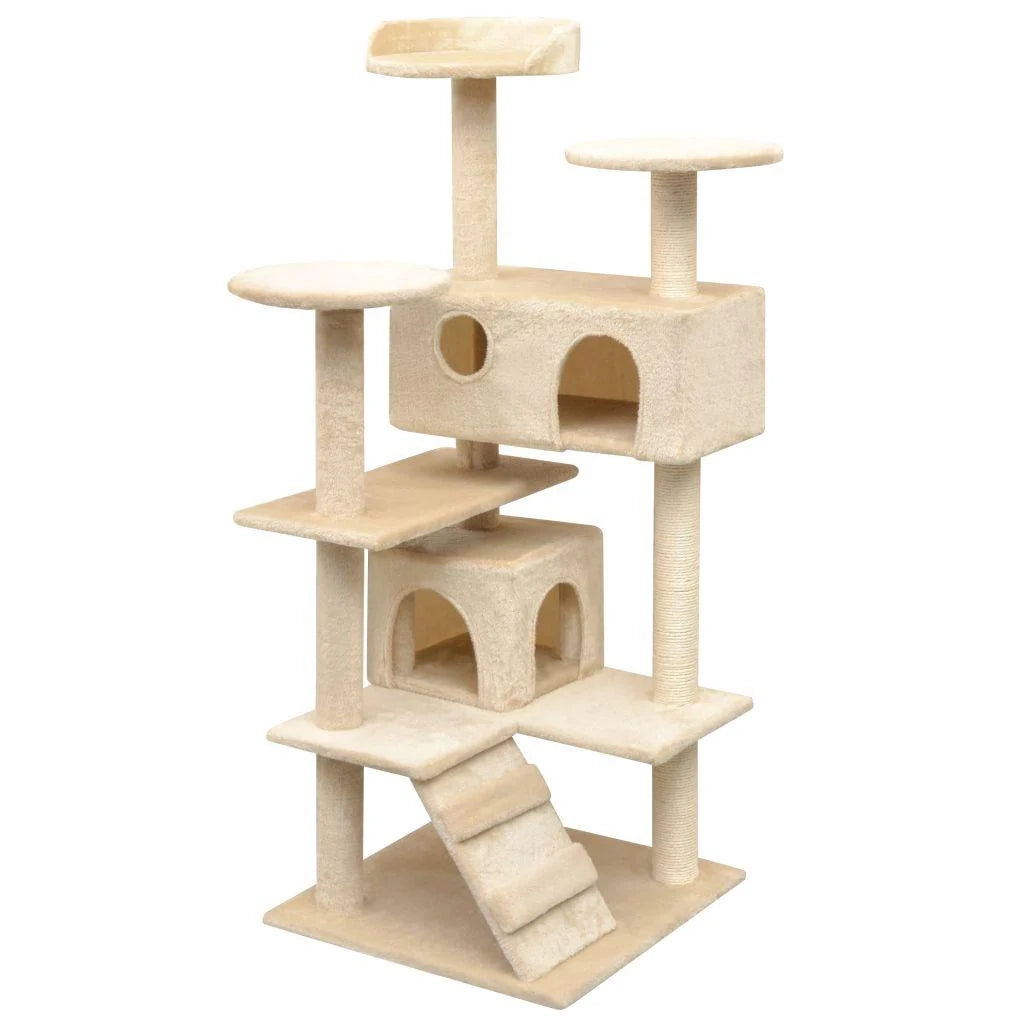 Tiragraffi albero per gatti cuccia per gatti giocattolo peluche sisal 125 cm beige 3702273