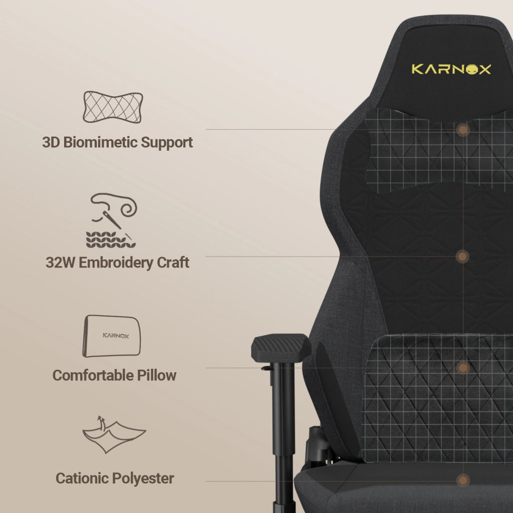 Poltrona Gaming Ergonomica con Poggiapiedi ¨C MINIMAL ¨C Tessuto, Schienale Alto, Nero e Grigio