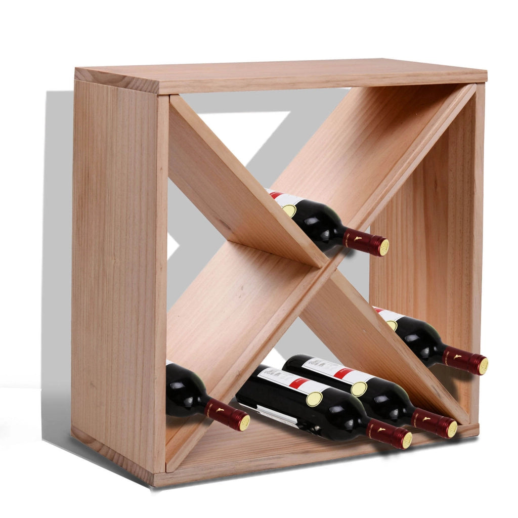Mobiletto Portabottiglie per Vini e Liquori 24 Bottiglie ¨C Minimal ¨C Legno Naturale