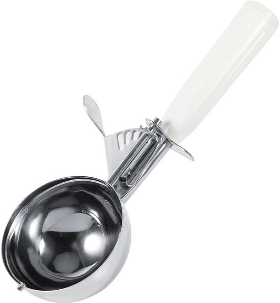 Schep per Igiene degli Alimenti per la Cucina - Grande Schepante per Soufflé - Schep in Acciaio Inossidabile per Frutta - Spatola per Gelato con Rilascio a Triggers - Schep per Cucina - Adatto per Gelato/Purea di Patate - Sostenibile e Facile da Pulire