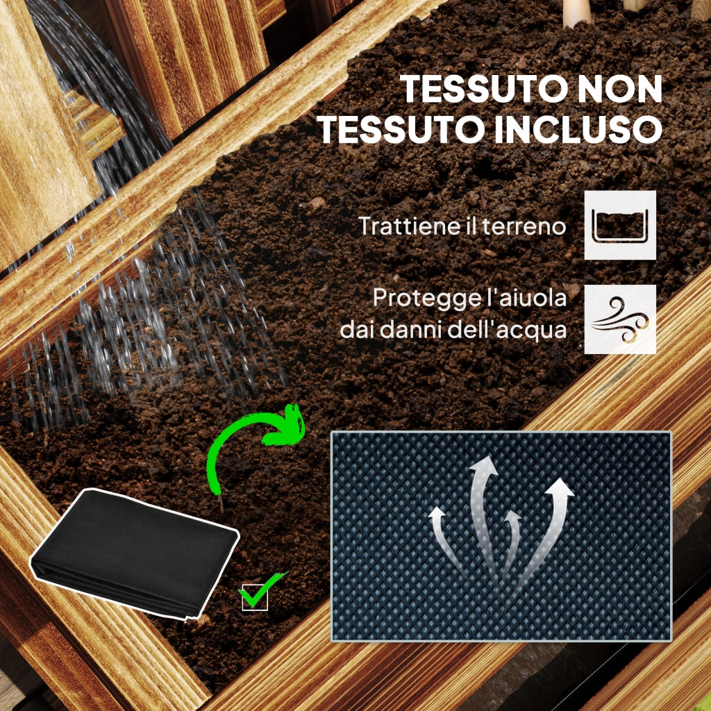 Fioriera Verticale a Doghe con 3 Vasi Rimovibili ¨C zephmum ¨C Legno di Abete, Marrone Bruciato, 60x16x80 cm