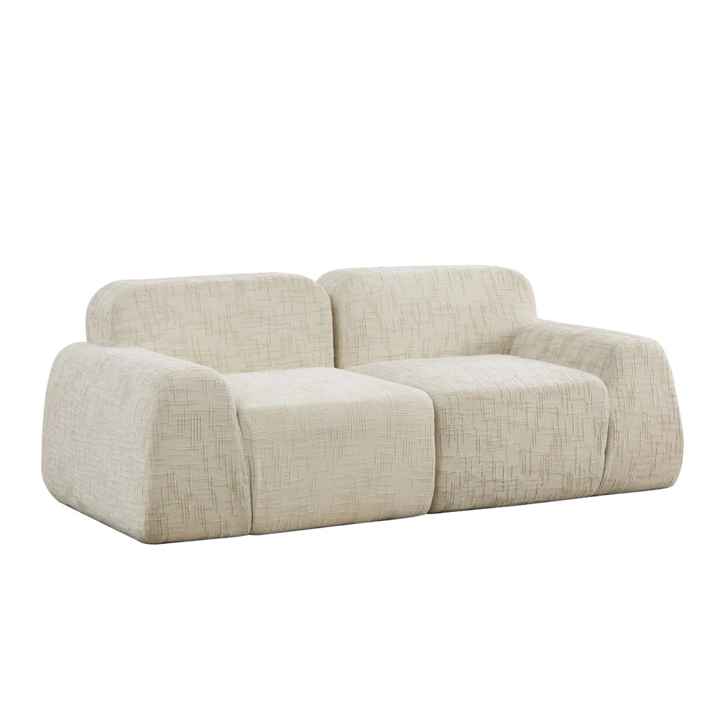 Divano a due posti, tessuto chenille, design modulare, imbottitura in schiuma ad alta elasticit¨¤ 30D, pronto all'uso, beige