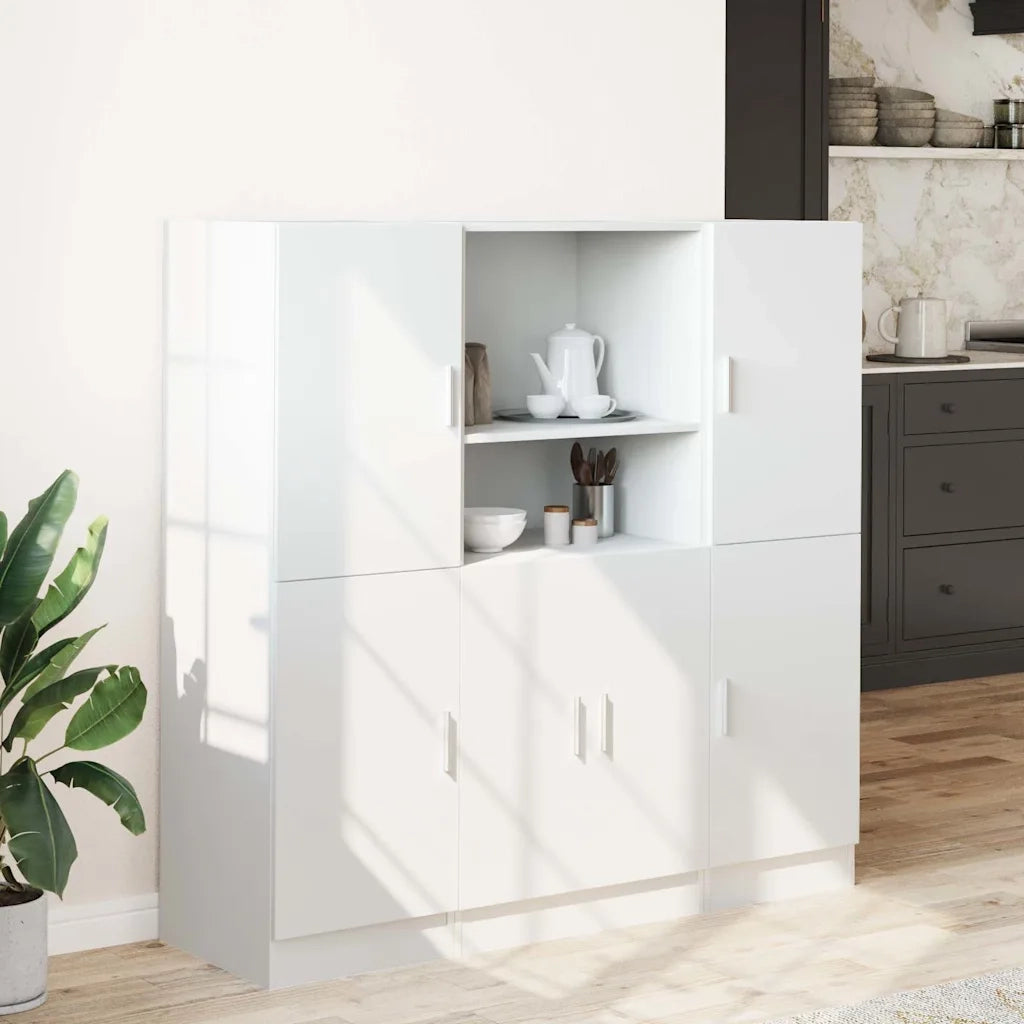 Set di Armadio pensile | Mobili da Cucina 3 pz Bianco in Truciolato