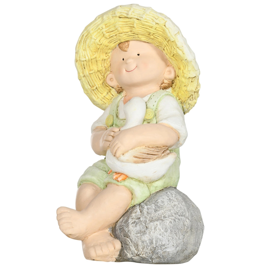 Statua da Giardino Ragazzo con Cappello di Paglia ¨C Zephmum ¨C 23.5x25x43 cm