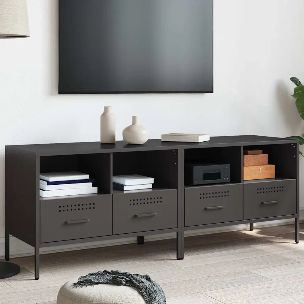 Mobili TV 2pz Neri 68x39x50,5 cm in Acciaio