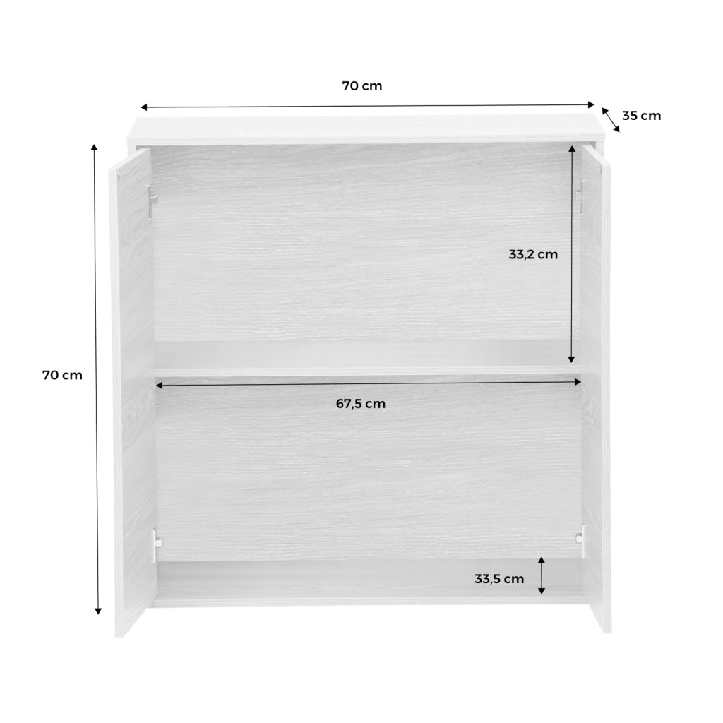 Modulo di stoccaggio con 2 ante, 70cm, quercia