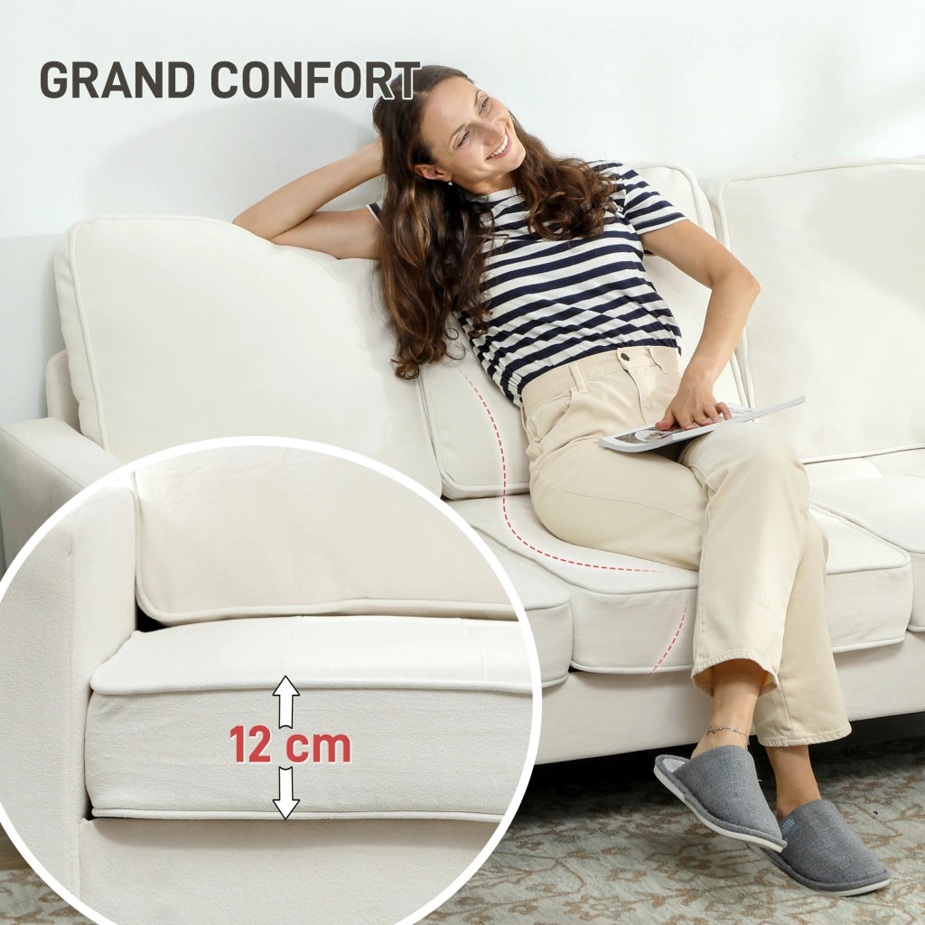 Divano 3 posti in velluto ¨C zephmum ¨C crema 185x79x82
