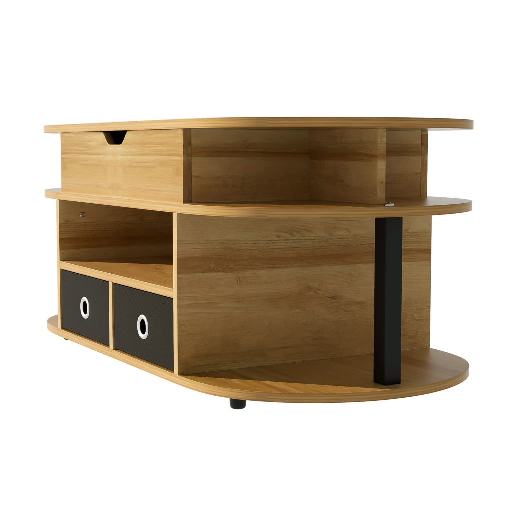 Tavolino da salotto con funzione sollevabile 105 x 50 x 45/60 cm; effetto legno e nero