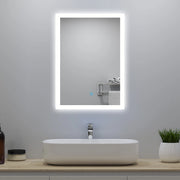 Aica LED Specchio da bagno 50×70 cm + luminosità regolabile a 3 colori + antiappannamento