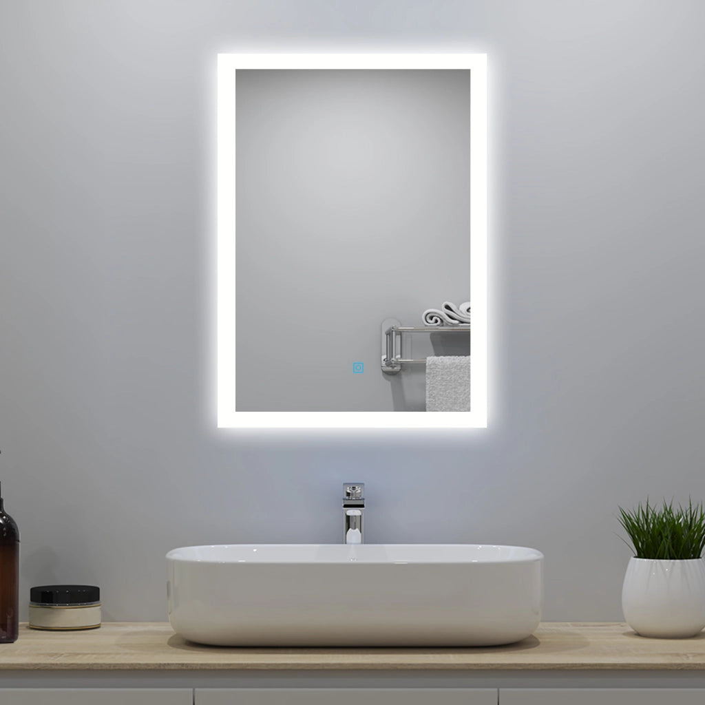 Aica LED Specchio da bagno 50×70 cm + luminosità regolabile a 3 colori + antiappannamento