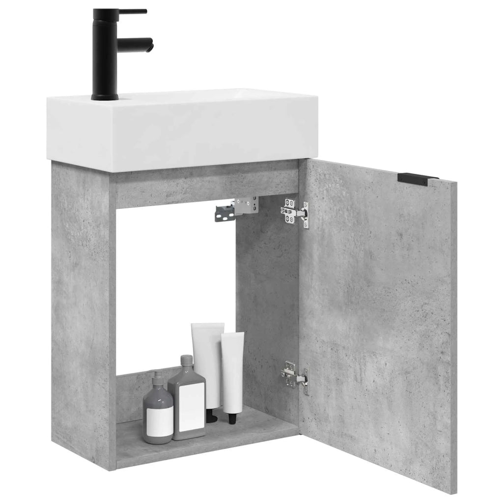 Mobile bagno con rubinetto Grigio Cemento 45,5 x 22,5 x 84 cm 889428