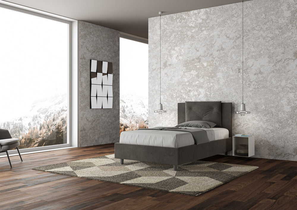 Letto Singolo 80x200 cm con Rete Appia Grigio