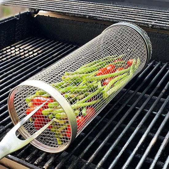 Cassa BBQ resistente al calore in acciaio inossidabile - rotonda - alta resistenza - per feste di giardino - 30cm - 13.5L