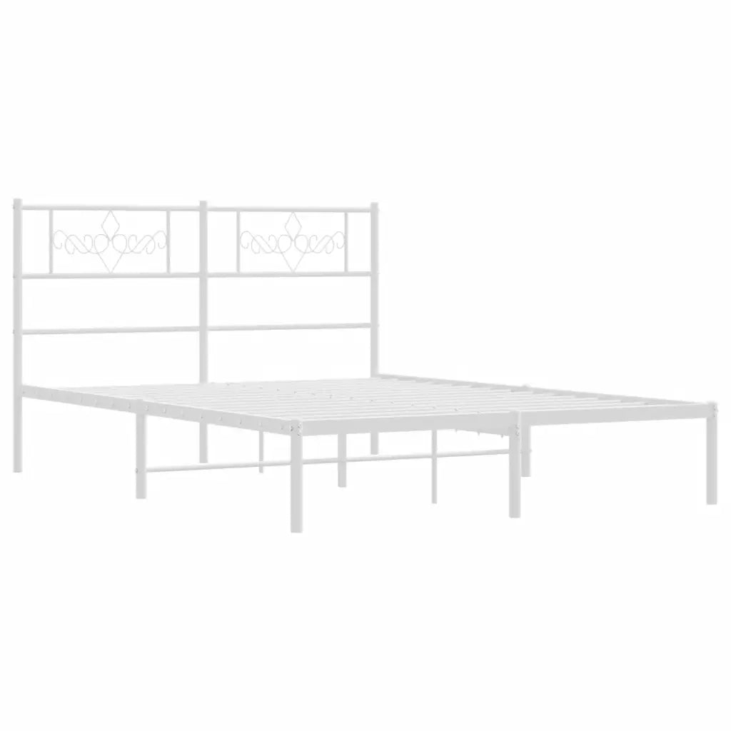 Giroletto con Testiera-Struttura Letto con testiera Metallo Bianco 140x190 cm 836227