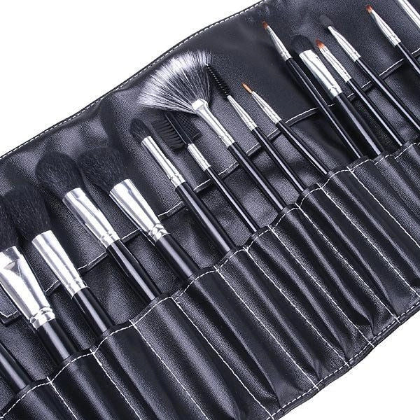 SET 24 PENNELLI PER TRUCCO COSMETICA MAKE UP OMBRETTO FARD CON CUSTODIA BORSA