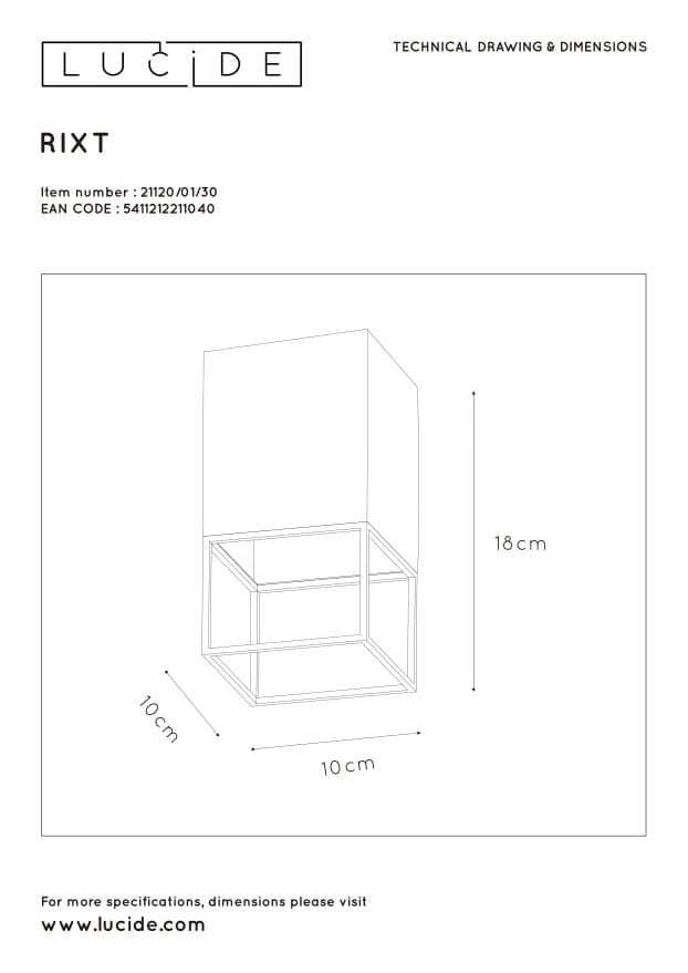 Plafoniera Lucide Rixt metallo oro/nero E27 40W 10cm