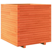 Fioriera | Cassetta per fiori | Vaso Giardino Marrone Cera 70x70x72 cm Legno Massello Pino