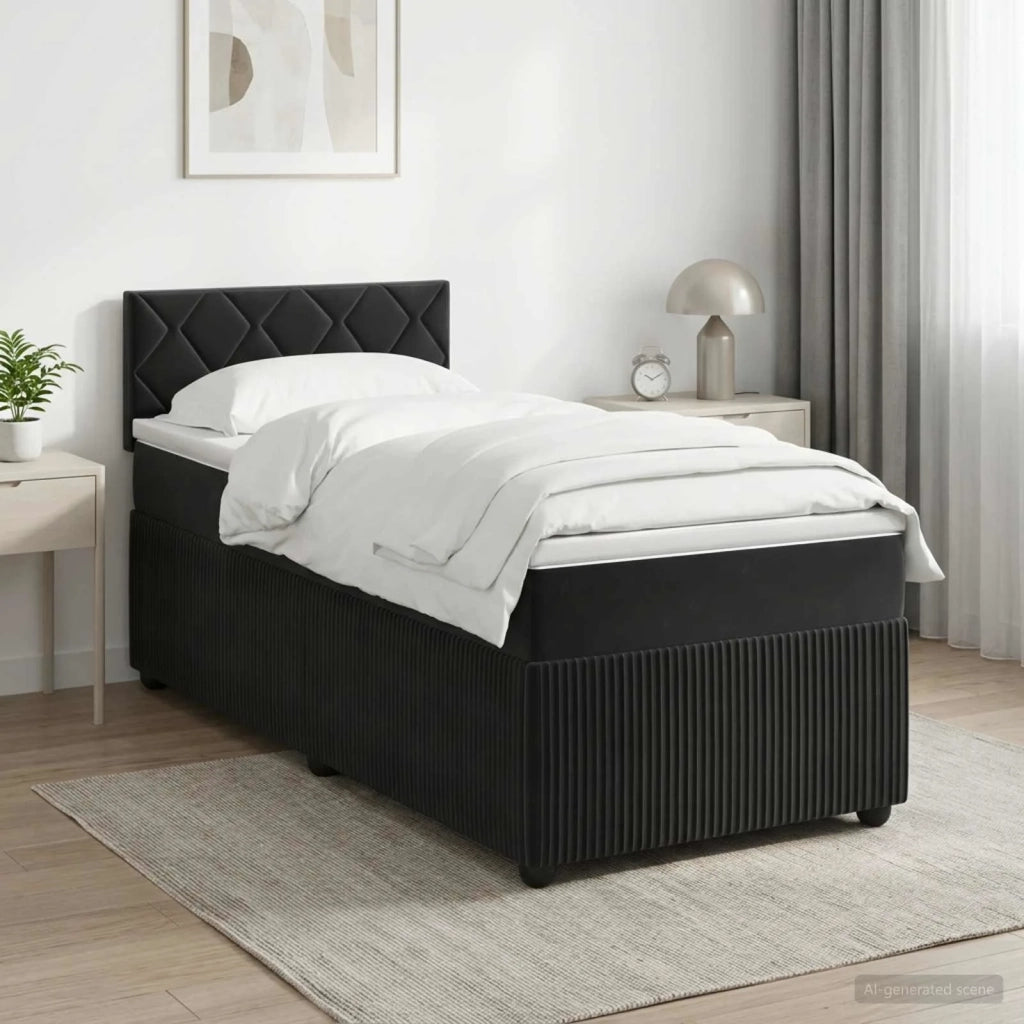 Letto box spring con materasso Nero 90 x 190 cm Velluto 3451591