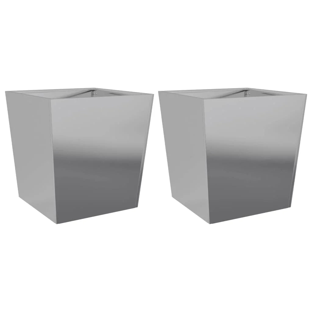 Fioriera rialzata per piante fiori giardino terrazzo set da 2 50 x 50 x 50 cm acciaio zincato grigio 02_0038992