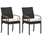 Sedie da giardino 2 pz | Sedie da Esterno Nero e Bianco Crema Polyrattan e acacia