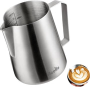 Melkkan per barista in acciaio inossidabile 600 ml, miscelatore di crema per caffè con contenitore con scala di misura, miscelatore per cappuccino e latte